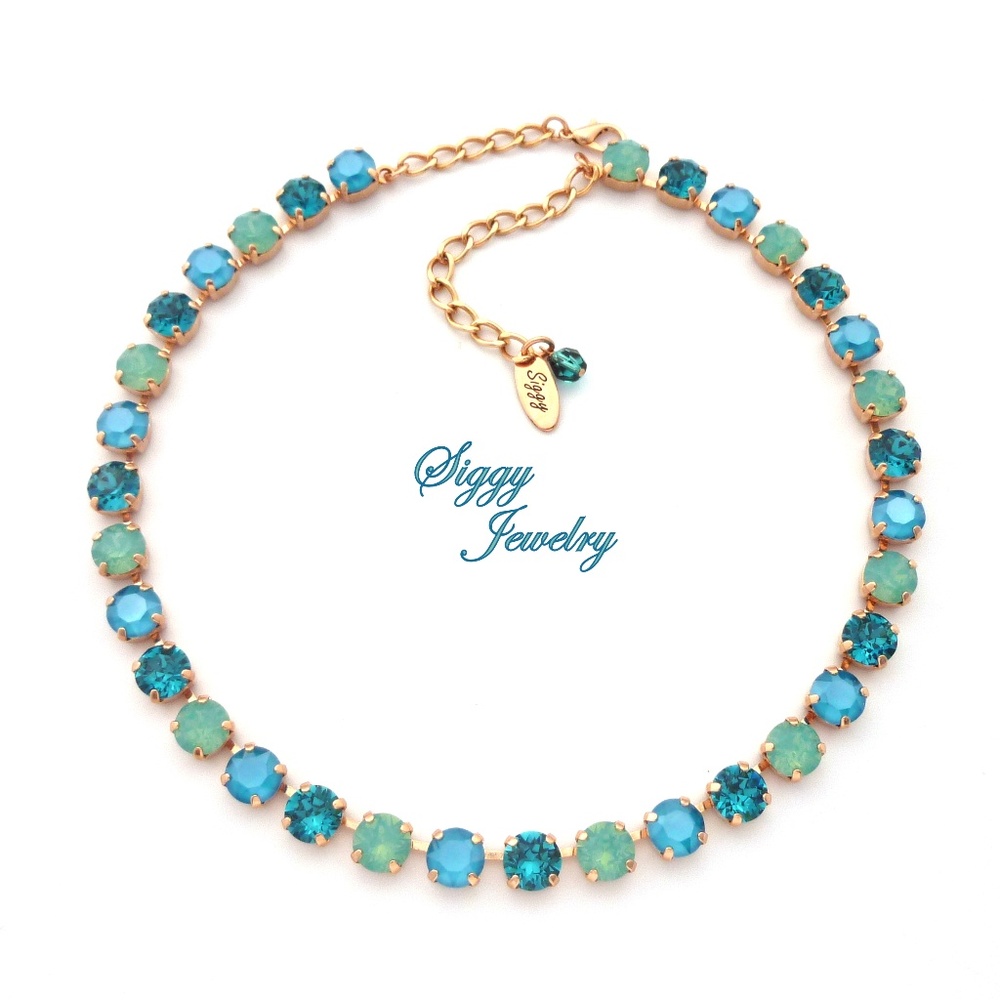 Swarovski® Crystal Necklace, Opal Jubilee Teal 8mm